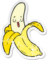 distressed sticker of a cartoon banana png