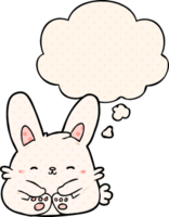 cartoon rabbit and thought bubble in comic book style png