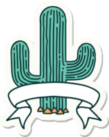 tattoo sticker with banner of a cactus png