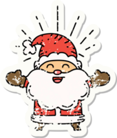 grunge sticker of tattoo style happy santa claus christmas character png