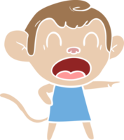 shouting flat color style cartoon monkey pointing png