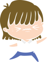 garota de desenho animado de estilo de cor plana irritada png