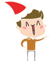 illustrazione a colori piatta di un uomo eccitato che indossa il cappello di Babbo Natale png
