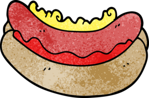 cartoon doodle hotdog in a bun png