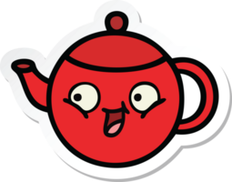 sticker of a cute cartoon teapot png