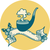 icon with banner of a smokers pipe png