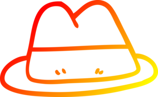 chapeau de style ancien de dessin animé de ligne de gradient chaud png