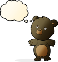 tekenfilm grappig teddy beer met gedachte bubbel png
