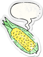 cartoon corn and speech bubble distressed sticker png