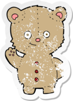 retro distressed sticker of a cartoon teddy bear png