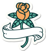 pegatina estilo tatuaje de una rosa y pancarta png