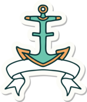 tattoo sticker with banner of an anchor png