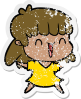 distressed sticker of a cartoon woman png