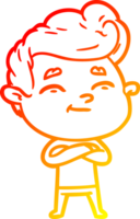 warm gradient line drawing happy cartoon man png