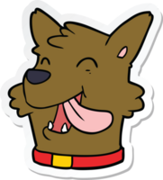 sticker of a cartoon happy dog face png