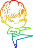 rainbow gradient line drawing cartoon happy woman png