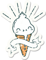 grunge sticker of tattoo style ice cream character png