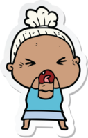 sticker of a cartoon angry old woman png