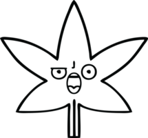 desenho de linha folha de maconha dos desenhos animados png