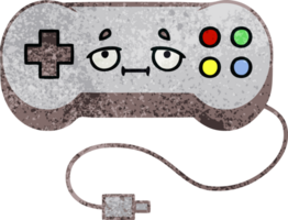 controlador de juego de dibujos animados de textura grunge retro png