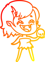 warm gradient line drawing cartoon laughing vampire girl png