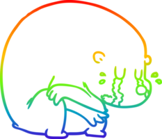 Regenbogen-Gradientenlinie, die einen weinenden Cartoon-Bären zeichnet png