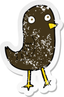 retro noodlijdende sticker van een grappige cartoonvogel png