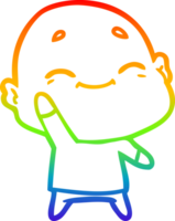 rainbow gradient line drawing happy cartoon bald man png