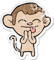 distressed sticker of a funny cartoon monkey png