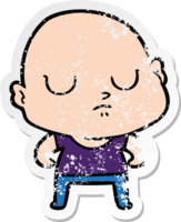 distressed sticker of a cartoon bald man png