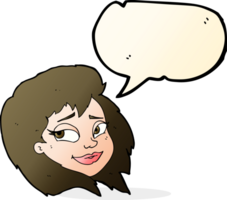 cartoon happy female face with speech bubble png