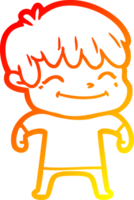 linha de gradiente quente desenhando menino de desenho animado feliz png