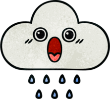 Retro-Grunge-Textur-Cartoon-Regenwolke png