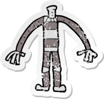 retro distressed sticker of a cartoon robot body png