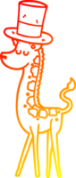 girafa de desenho de linha de gradiente quente desenhando na cartola png