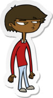 sticker of a cartoon suspicious boy png