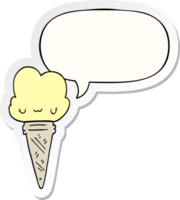 cartoon ice cream and face and speech bubble sticker png