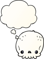 cartoon skull and thought bubble in smooth gradient style png