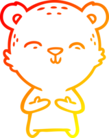 warm gradient line drawing happy cartoon bear png