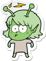 sticker of a cartoon alien girl png