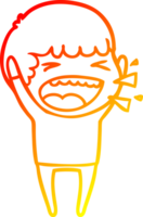 warm gradient line drawing cartoon laughing man png