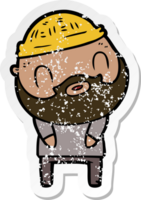 distressed sticker of a cartoon bearded man png