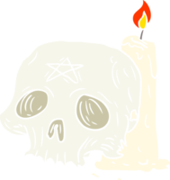 flat color style cartoon spooky skull and candle png