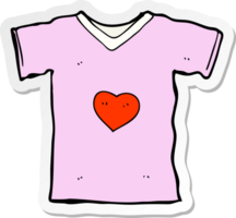 sticker of a cartoon t shirt with love heart png