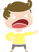 flat color style cartoon shouting man pointing finger png