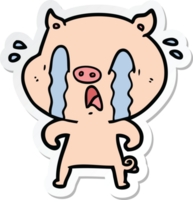 sticker of a crying pig cartoon png