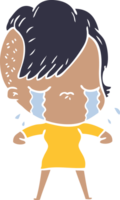 menina chorando de desenho animado de estilo de cor plana png