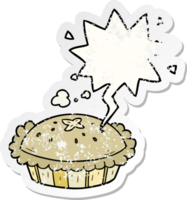 hot cartoon pie fresh out of the oven and speech bubble distressed sticker png