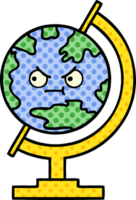 globe de dessin animé de style bande dessinée du monde png