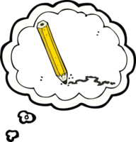 cartoon pencil with thought bubble png